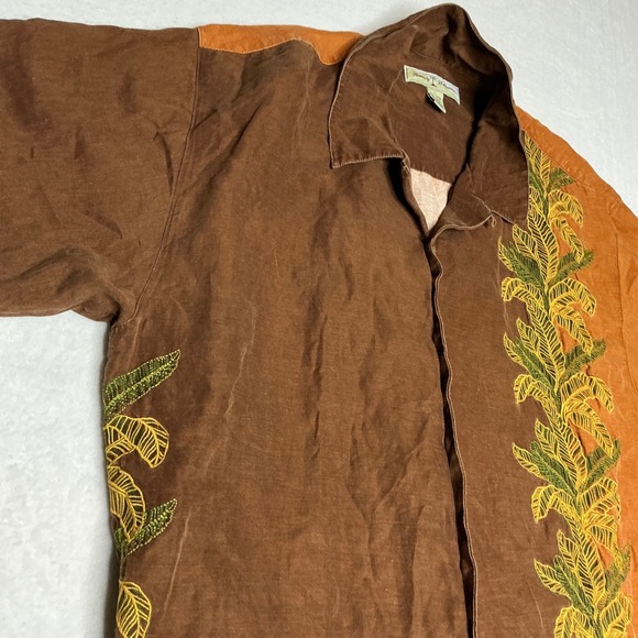 Tommy Bahama Other - Tommy Bahama Mens Linen Silk Short Sleeve Button Up Shirt Palm Tree Print L